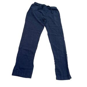 Jacks Beach Pants S Elastic Waist Drawstring Pocketed Relaxed Fit Blue 28k